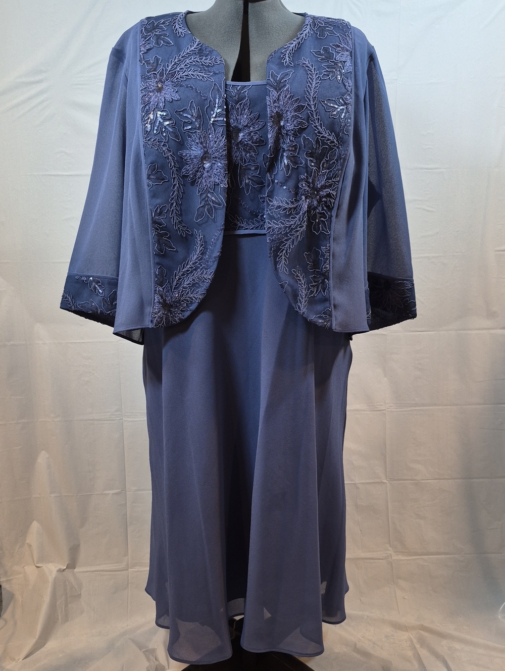 Embroidered Two-Piece Midi Dress in Periwinkle 24W
